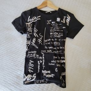 Zara Black t-shirt with adjustable tie in the back 100% cotton